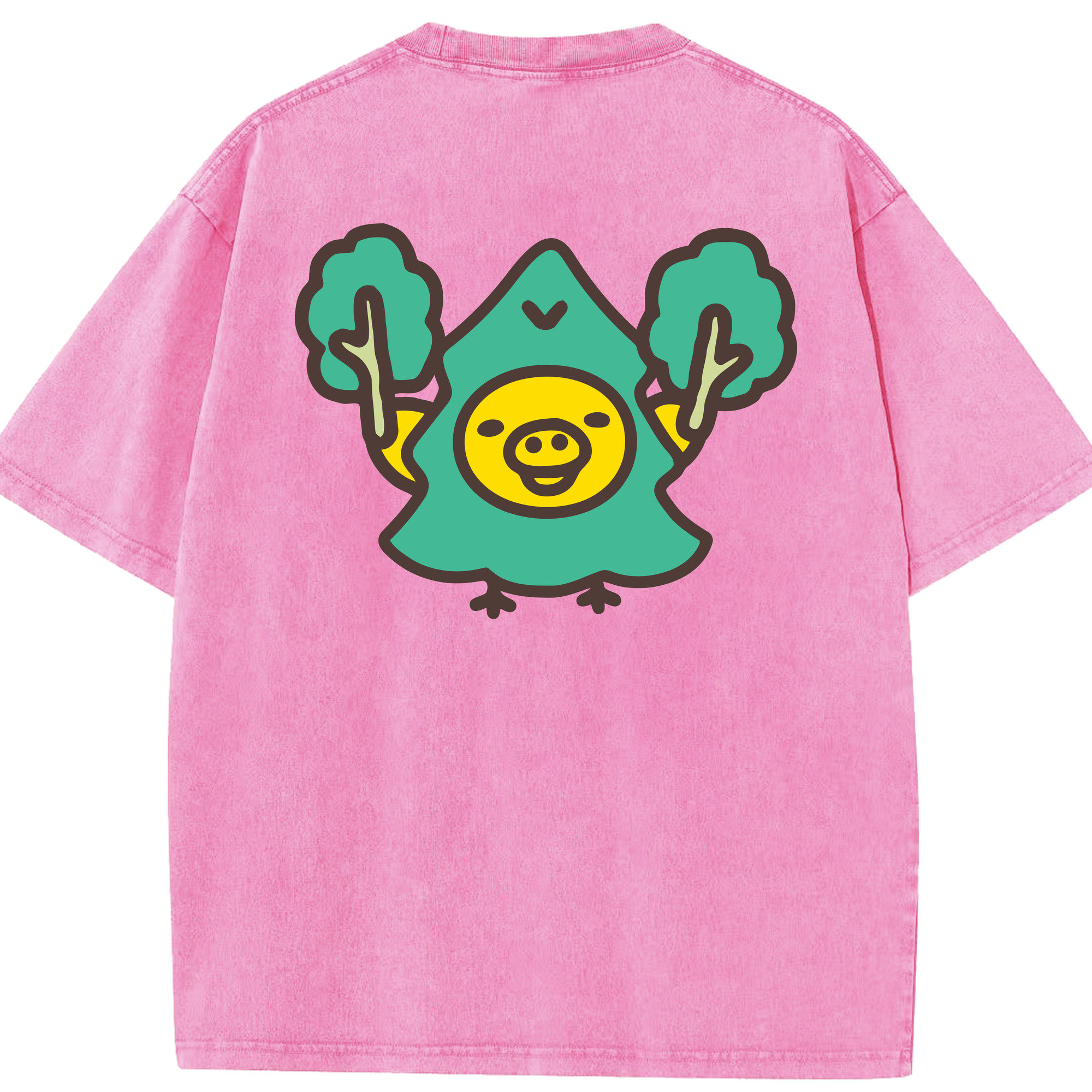 （画像用） リラックマ リラックマ キイロイトリ Rilakkuma Korilakkuma Kiiroitori 綿100% ヴィンテージ風 半袖Tシャツ（背面プリント）